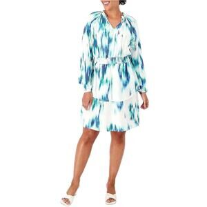 Candace Cameron Bure Long Sleeve Printed Mini Dress Plus Size 1X